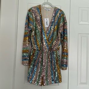 Striped sequin romper, size M